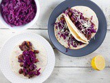 Mini tortillas with beans and red cabbage