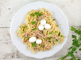 Pasta bird's nest with quail eggs