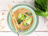 Peanut noodle soup with bok choy