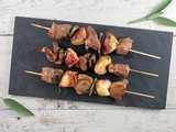 Pork and peach kebabs