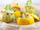 Rice and peas stuffed zucchini