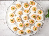 Roasted red pepper deviled eggs