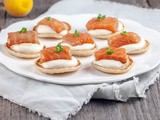 Salmon and yuzu blinis