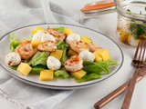 Shrimp salad with mango and mozzarella