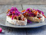 Steak and red cabbage sandwich