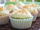 I'm Back!!! with Ganache Filled Banana Cupcakes and Coconut Cream Cheese Frosting