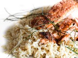 Grilled garlic salmon with chives