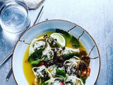 Maitake + Oyster Mushroom Wontons in a Roasted Ginger Broth