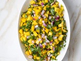 Mango Salsa with Fried Rice Paper Chips