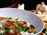 Vegan Scallops With Pea Puree in Pasta