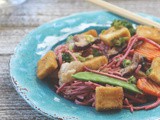 Red Rice Ramen with Crispy Tofu and Shoyu Sauce