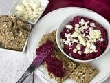 Fiery Beetroot Dip with Feta + Salty Seeded Rosemary Crackers