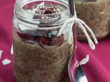 Overnight Mocha Chia Pudding with Coconut & Cherry