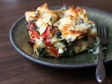 Triple-cheese spinach strata