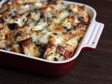 Triple-cheese spinach strata