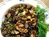 Black barley with baby kale (and roasted mushrooms, potatoes & pecans)