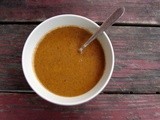 Black bean soup with grilled mushrooms and peppers