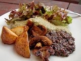 Black quinoa w/garlic scapes and lettuce/hazelnut/sage pesto