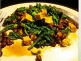 Broccoli rabe and black beans with ginger and tamari (and tofu!)