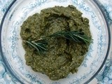 Broccoli rabe, walnut and rosemary purée and roasted sliced potatoes