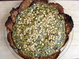 Chard and artichoke tart with a crispy eggplant crust