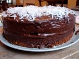 Chocolate-covered candied ginger and coconut cake