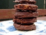 Chocolate-covered, raspberry-filled coconut shortbread cookies