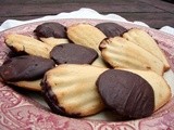 Chocolate-dipped framboise madeleines