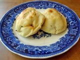 Choux dumplings with roasted mushrooms, pecans & chard (Plus herbed boiled potatoes)