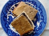 Coconut shortbread with blueberries and banana frangipane