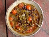 Collards & black beans slow cooked with black cardamom