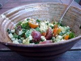 Corn, avocado, french feta and cherry tomato salad