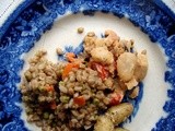 Farro pilaf with pan-fried butterbeans