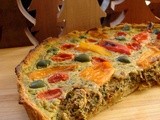 Festive chard, roasted pepper and olive tart