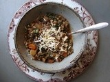 French lentil & barley stew with sage, rosemary and port wine