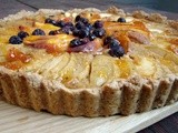 Fruit & coconut tart and applesauce with balsamic, vanilla and black pepper