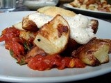 Greens, potatoes, & tomatoes and patatas bravas with almond aioli