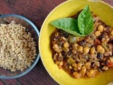 Millet and summer stew with black beans and hominy