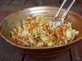 Napa cabbage salad with raisins, cashews & capers