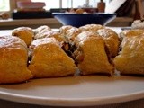 Non-sausage rolls with roasted mushrooms and white beans