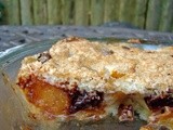 Peach and chocolate crisp with almond topping