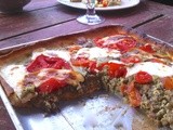 Pesto, lentil and tomato tart