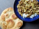 Pigeon peas, saffron and artichoke hearts. w/ jerk-spiced roti