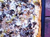 Pizza with grilled mushrooms, french lentils and roasted potatoes