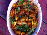 Potatoes with capers, olives, artichokes, almonds and paprika