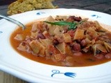 Red bean and tarragon stew with fennel and artichoke hearts, and rosemary cornmeal bread