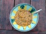 Red lentil, red bean and yellow split pea curry (with sweet potatoes, red peppers and kale)