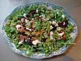 Roasted beet and arugula salad with farro and smoky pecan-rosemary sauce