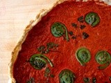 Roasted beet & fiddlehead tart