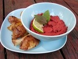 Roasted beet hummus with cumin, paprika & lime